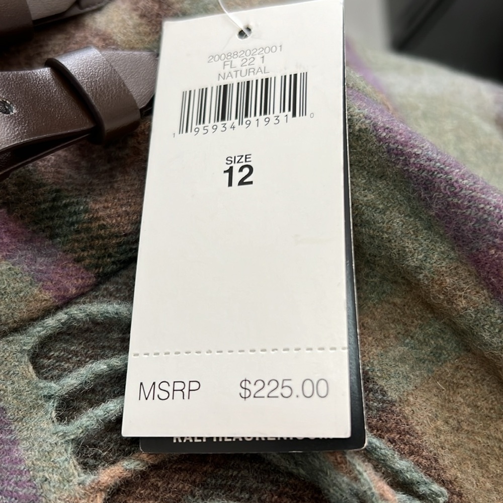 Polo By Ralph Lauren Plaid Wrap Sweater Skirt 100% Wool NWT XXL Fringe Size 12 - Picture 6 of 7